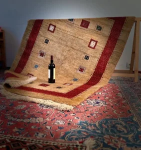 Handwoven Iranian Qashqai Gabbeh wool rug 175 x 127 cm, tribal nomadic design, by Orientall Persian Rug in Paris persian carpet orientallpersianrug.com-0147217785