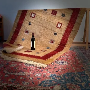 Handwoven Iranian Qashqai Gabbeh wool rug 175 x 127 cm, tribal nomadic design, by Orientall Persian Rug in Paris persian carpet orientallpersianrug.com-0147217785