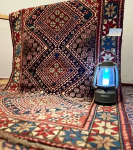 Authentic Iranian Yallameh hand-knotted wool rug with red and blue geometric tribal patterns measuring 171x101 cm orientallpersianrug-0147217785 orientallpersianrug.com
